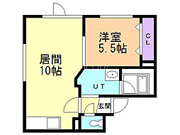 グリュックス・クレー平岸壱番館 4階1LDKの間取り