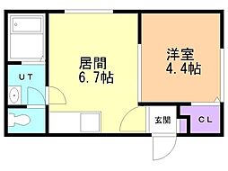 エルドラード平岸 1DKの間取図画像