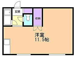 五輪通レジデンス ワンルームの間取図画像
