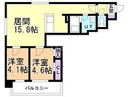 ビブレス月寒中央ステーション 4階2LDKの間取り