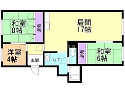 ローズタウン川沿団地7 3LDKの間取図画像