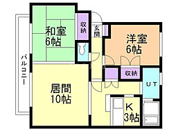 ハーベストコート 2LDKの間取図画像