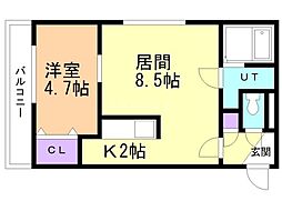 La Serene Misono 1LDKの間取図画像