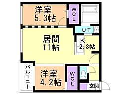 413フェノメノ 2LDKの間取図画像