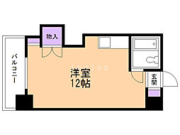 メトロサイドコーポ 8階ワンルームの間取り