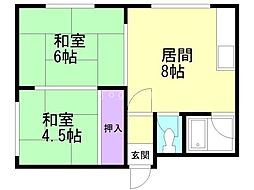 エイトハイツ 2LDKの間取図画像