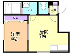 サンエルム澄川 1DKの間取図画像