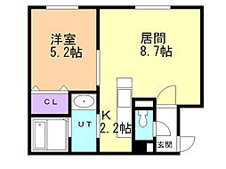 グランディール澄川 1LDKの間取図画像
