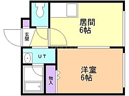 ハイフィールド88 1DKの間取図画像