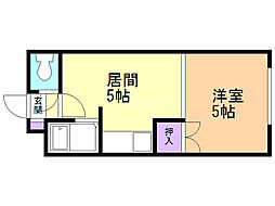 リリーハウス 1DKの間取図画像
