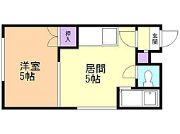 リリーハウス 1DKの間取図画像