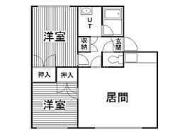 フラワーコーポ2 2LDKの間取図画像