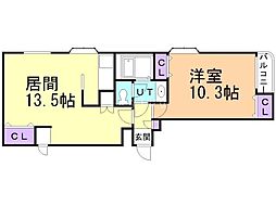 ハイムクローネ 1LDKの間取図画像
