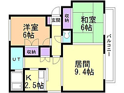 ハーベストコート 2LDKの間取図画像