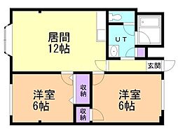 セトル美園 2LDKの間取図画像