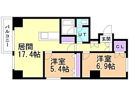 パレメゾン平岡 2LDKの間取図画像