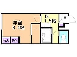 レオパレス藤 1Kの間取図画像