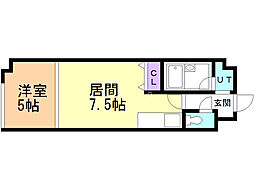 カゼル中央 1DKの間取図画像