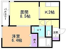 アルファアパルTOビル60 1LDKの間取図画像