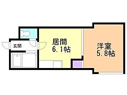 ハーベスト2 1DKの間取図画像