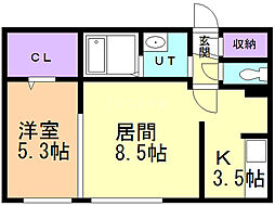 PremierResidence 1LDKの間取図画像