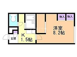 レオパレスこも家東 1Kの間取図画像