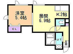 サンセット 1LDKの間取図画像