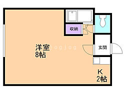 グランドゥエル 1Kの間取図画像