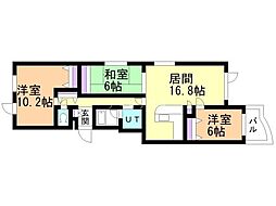 エクセレント月寒 3LDKの間取図画像