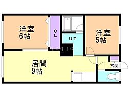 ヤマゼンコーポB 2DKの間取図画像