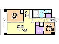じょうてつドエル真駒内 2LDKの間取図画像