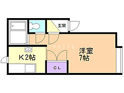 サンセールふじの 1Kの間取図画像