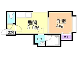 ウェルカム澄川 1DKの間取図画像