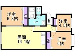 東急ドエル平岸台ビレジ3号棟 3LDKの間取図画像