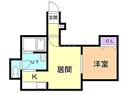 ブリックスクエア 1LDKの間取図画像