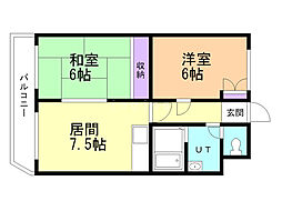 メゾンラックス 2DKの間取図画像