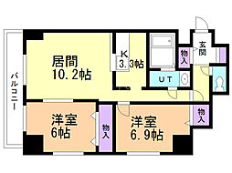 エステラ真駒内 2LDKの間取図画像