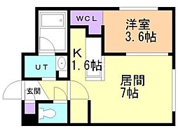 札幌市南区澄川六条3丁目マンション 1LDKの間取図画像