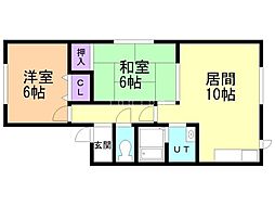 カミノコーポ 2LDKの間取図画像