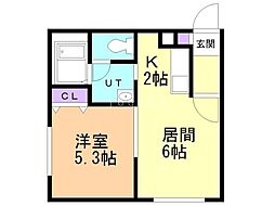 シェリール美園 1LDKの間取図画像