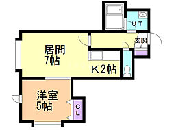 ウィンサム弐番館 1DKの間取図画像