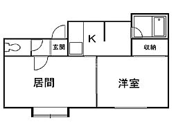 サンタペルシェ 1LDKの間取図画像