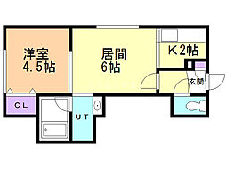 グラシア56 1LDKの間取図画像