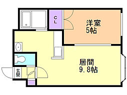 ロイヤルミレイ2 1LDKの間取図画像