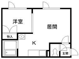 第5家土住マンション 1LDKの間取図画像