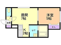 リベルティ平岸 1LDKの間取図画像