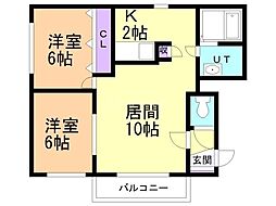 カーザセレーナ2 2LDKの間取図画像