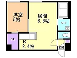 ヌーン豊平公園 1LDKの間取図画像