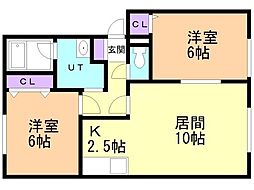 セレーノ美しが丘 2LDKの間取図画像