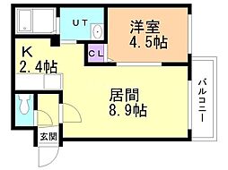札幌市豊平区西岡五条1丁目マンション 1LDKの間取図画像